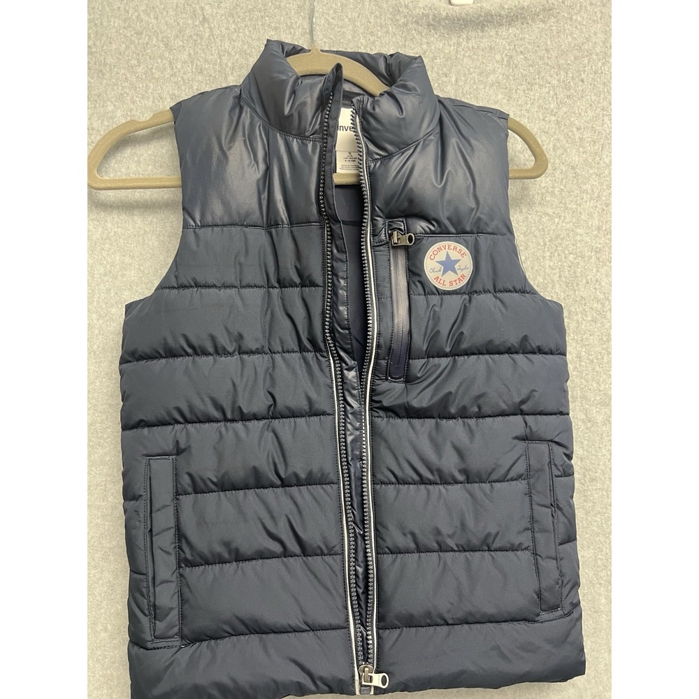 Converse All Star Kids Puffer Vest Navy Blue Chuck Taylor Logo Size S 8-10 YRS